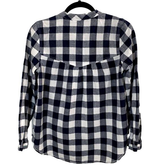 Soft Surroundings Navy Blue & White Plaid L/S Shirt Sz S - Picture 3 of 6